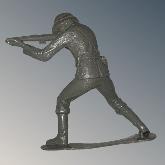 1963 Vintage Louis Marx WW11 German Soldier Rifleman Plastic Gray Sniper 5” - Picture 3 of 4